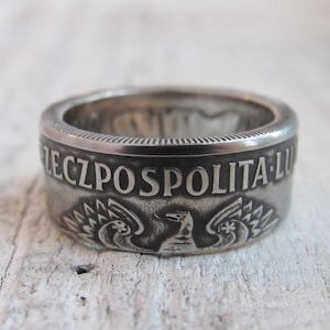 Anillo de moneda de Polonia - Anillo de moneda de recuerdo polaco - Recuerdo de Polonia - 20 zlotys - Anillos de monedas - Polski złotyh - Envío gratuito