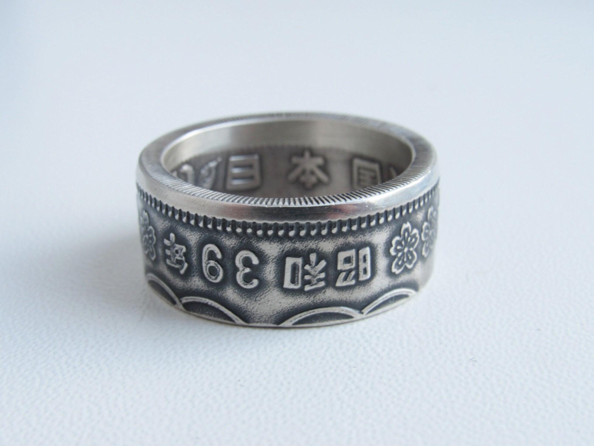 Japan Silver Coin Ring, Silver Japanese Coin Ring, Japan 1964 1000 Yen ...