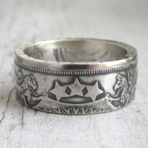 Silver Coin Ring Latvia, 1929 - 1932 Latvia 5 Lati Coin Ring (83.5% Silver), Latvijas Republica, Latvia, Silver Rings
