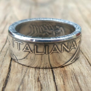 Italian 500 Lire 1961 Coin Ring Women&#39;s, Men&#39;s, Engagement, Anniversary, Ring, Wedding Ring, Custom antique italia lira jewelry