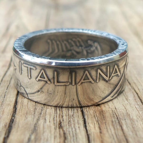 Italian 500 Lire 1961 Coin Ring Women's, Men's, Engagement, Anniversary, Ring, Wedding Ring, Custom antique italia lira jewelry