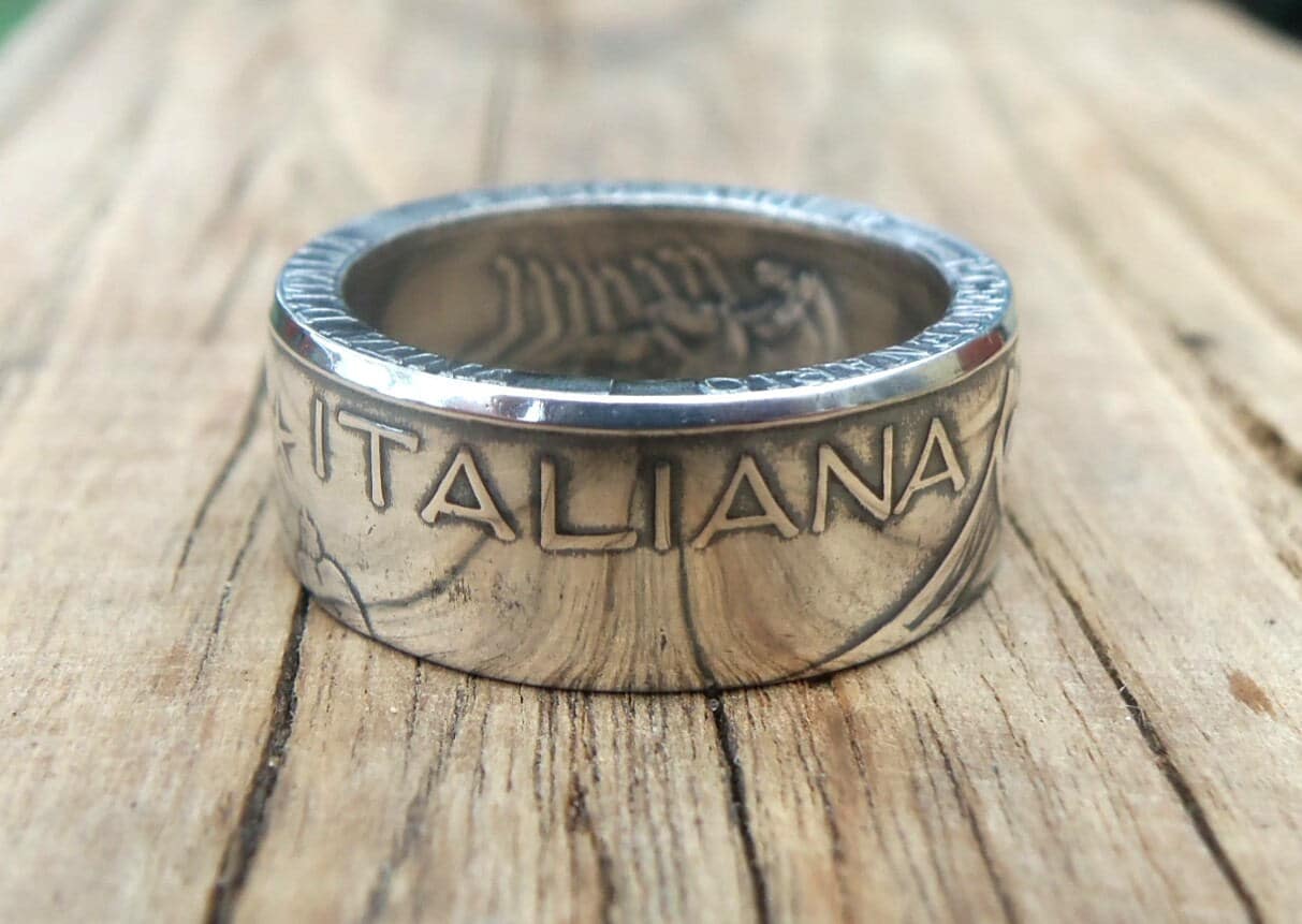 Bague En Pièce De Monnaie - 500 Lires Italie En Argent - Anneau Coin Ring Neuf