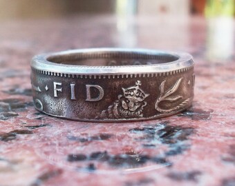 Great Britain One Shilling Coin Ring - Handmade For Men And Women - Ring from UK coin - UK jewelry