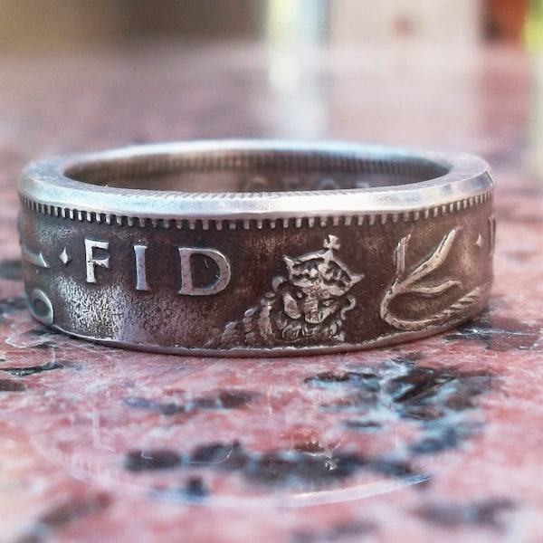 Great Britain One Shilling Coin Ring - Handmade For Men And Women - Ring from UK coin - UK jewelry