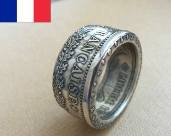 Silver coin ring France - 50 Francs 1974-1979 Coin Ring- French coin ring - France coin ring - Handmade Rings - Men's Silver Rings