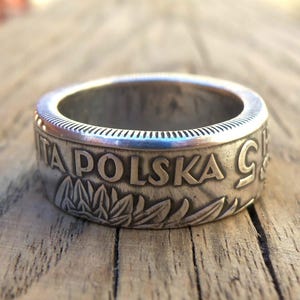 Polish Silver Coin Ring - Poland - Souvenir from Poland - Rings from Coins - Polski złotyh - Poland Jewelry- Polska Rzeczpospolita