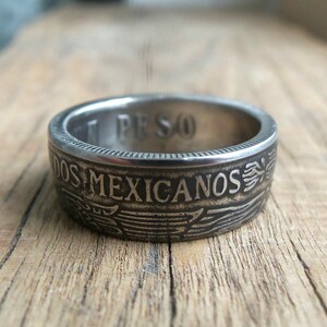 Mexican Coin Ring - Mexico Un Peso Coin Ring - Ring hand made from Mexican Peso Coin - Mexico coin ring - Mexico - Souvenir from Mexico