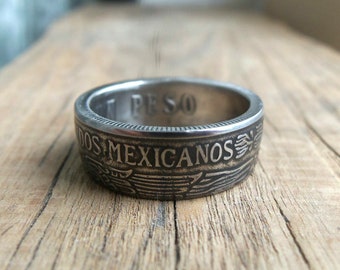 Mexikanischer Münzring - Mexiko Un Peso Münzring - Ring handgefertigt aus mexikanischer Peso Münze - Mexiko Münzring - Mexiko - Souvenir aus Mexiko