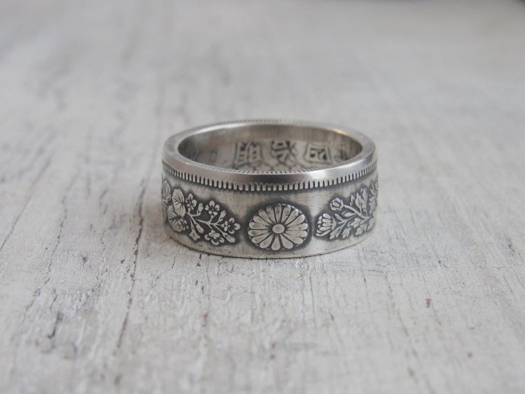 Japanese Silver Coin Ring - Silver 50 Sen Coin - Japan 50 Sen Silver ...