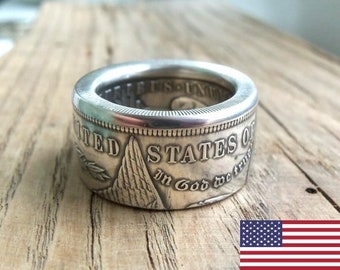Morgan Silver Dollar Coin Ring - Luxury Ring - Mens Ring - Custom Mans Ring - Coin Jewelry - Mens Coin Ring - Morgan Dollar Ring