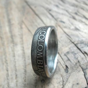 Colombia 1 Peso Ring made from authentic coin, Coin, Women&#39;s, Men&#39;s, Engagement, Anniversary, Ring, Wedding Ring, Coin Unique band