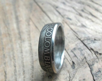 Colombia 1 Peso Ring made from authentic coin, Coin, Women's, Men's, Engagement, Anniversary, Ring, Wedding Ring, Coin Unique band