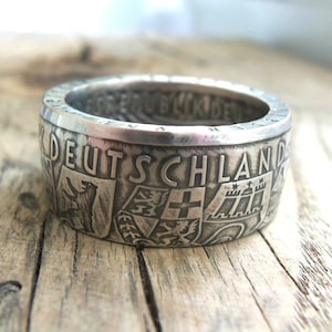 German Silver Coin Ring - 10 Mark 1989 - Bundesrepublic Deutschland - Handcrafted Rings from Coins - Coin Ring Germany - Deutsch jewelry