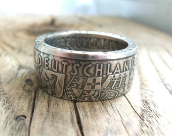 German Silver Coin Ring - 10 Mark 1989 - Bundesrepublic Deutschland - Handcrafted Rings from Coins - Coin Ring Germany - Deutsch jewelry