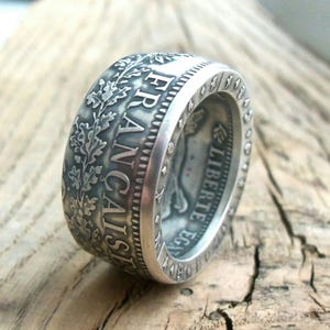 Anillo de moneda de plata Francia - Anillo de moneda francesa - Anillo de moneda de plata francesa - Anillo de moneda de Francia - Liberte Egalite Fraternite - Anillos hechos a mano