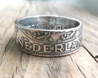 Silver Coin Ring Netherlands - Dutch Coin Ring - Netherlands 2 1/2 Gulden - Dutch jewelry - Holland - Rings from coins