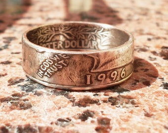 27st-1996 Coin Ring 27st Birthday Gift 27st Anniversary Coin Jewelry made from a 1996 Quarter