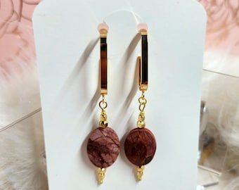 Gold earrings, gemstone earrings. Custom earrings, one of a kind earrings, gemstone jewelry, boho earrings, chic earrings, handmade earrings