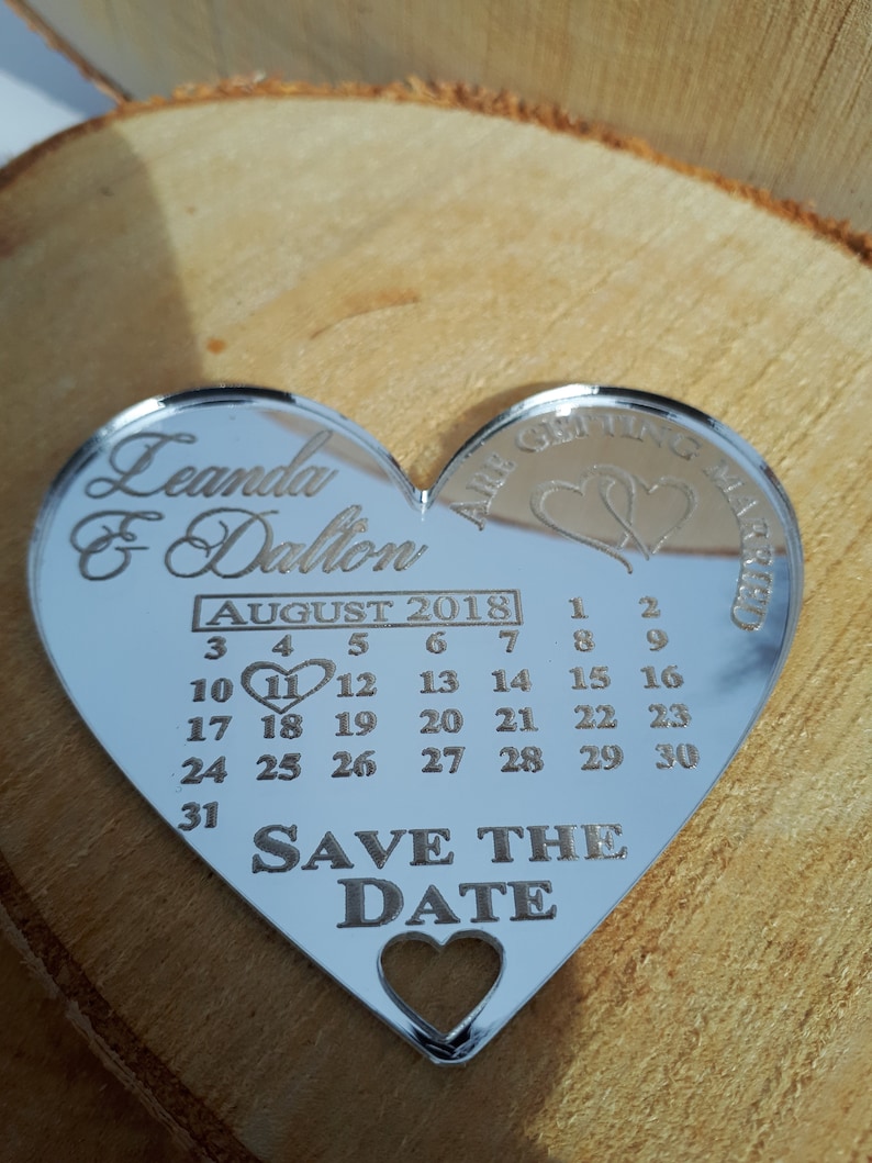 Save the Date Fridge from Mirror Acrylic. Personalised Etsy
