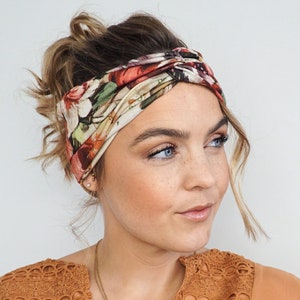 Haarband für Damen mit Blumen, florales Stirnband mit Knoten für Sie Bild 1