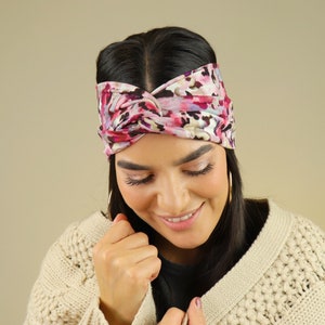 Stirnband Haarband Headband Bandana rosa für Damen und Mädchen, Haaraccessoire Trend Boho Hippie Stirnbänder, Haare Frisur mit Headband Bild 5