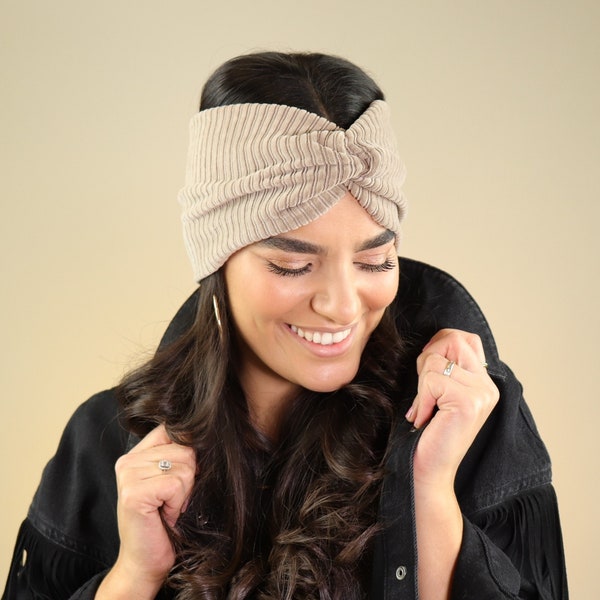 Headband aus Cord Samt Strick warmes Strickhaarband gegen kalte Ohren gestricktes Stirnband für Winter Herbst Fashion Haarband Damen Knitted