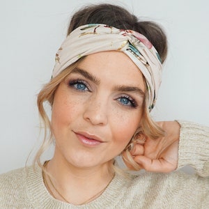 Haarband zarte Farben, Headband beige mit zartem Muster, Stirnband modern für Sie, bequemes Bandana, Geschenk für Sie, Haaraccessoire Boho