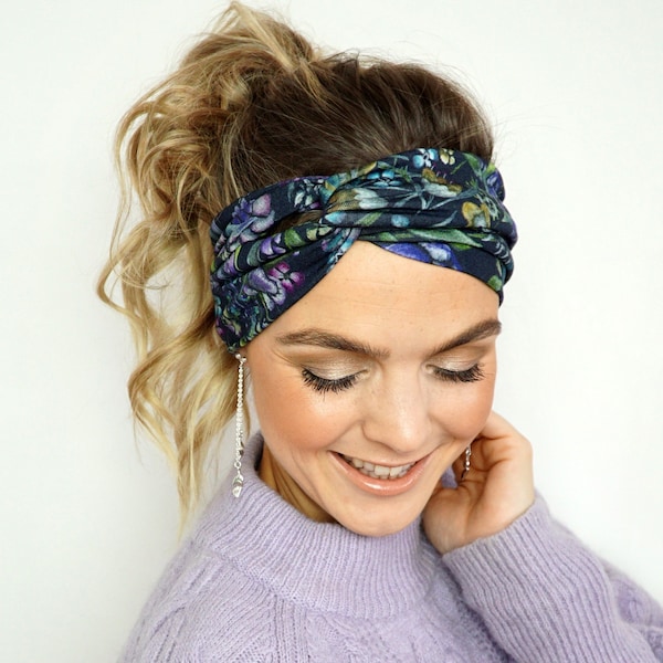 Stirnband mit Knoten Dunkelblaues Haarband Stirnband in dunkelblau Headband Hairband Boho Haarband Stirnband ohne Rutschen