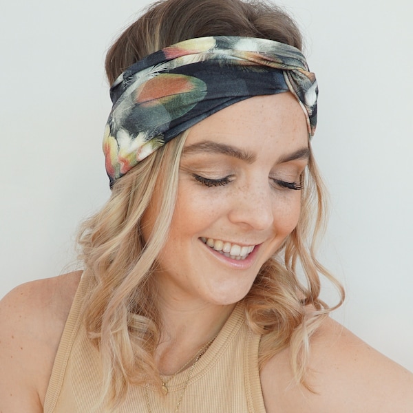 Haarband mit Federdesign, Stirnband, Headband, Haarband, Boho Stil, Knotenhaarband, Stirnbänder für Damen und Mädchen