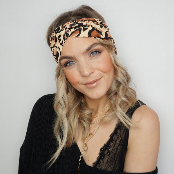 Haarband im Animalprint, Haarband mit Leopard-Muster, Haarband, Knotenhaarband, Headband, Stirnband, Animalprint, Haaraccessoire, Bandana