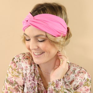 STIRNBAND Damen bequemes Headband in rosa ohne drücken und rutschen Haarband mit Knoten Haarbänder breit Mädchen Headbands Turbane modern Bild 2