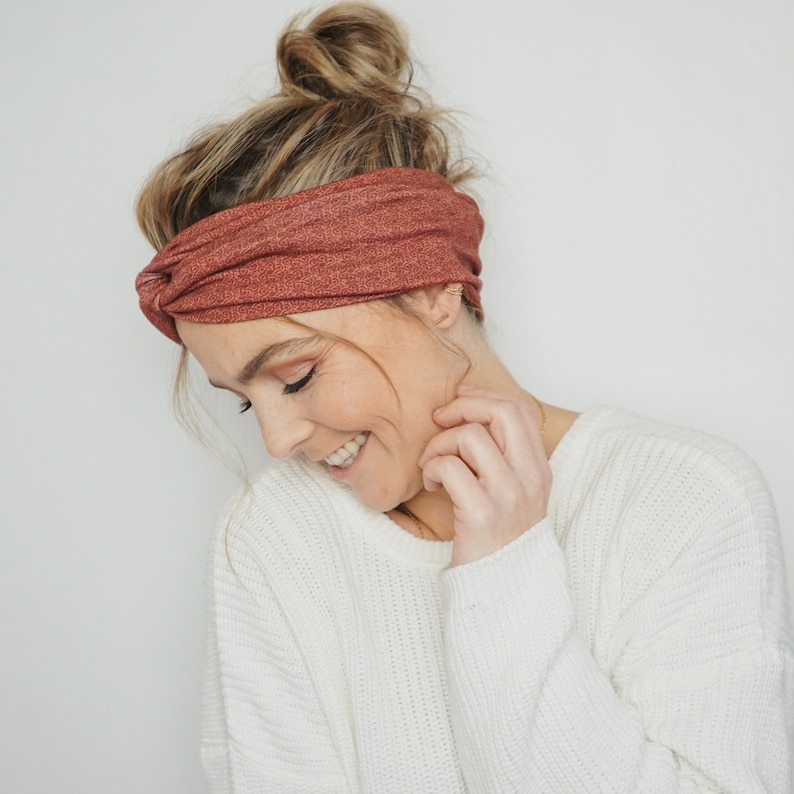 Haarband mit feinem Muster Stirnband Yoga Haarband Boho Haarband Stirnband Turban weinrotes Bandana umfasst Stirnband für Sie Bild 3