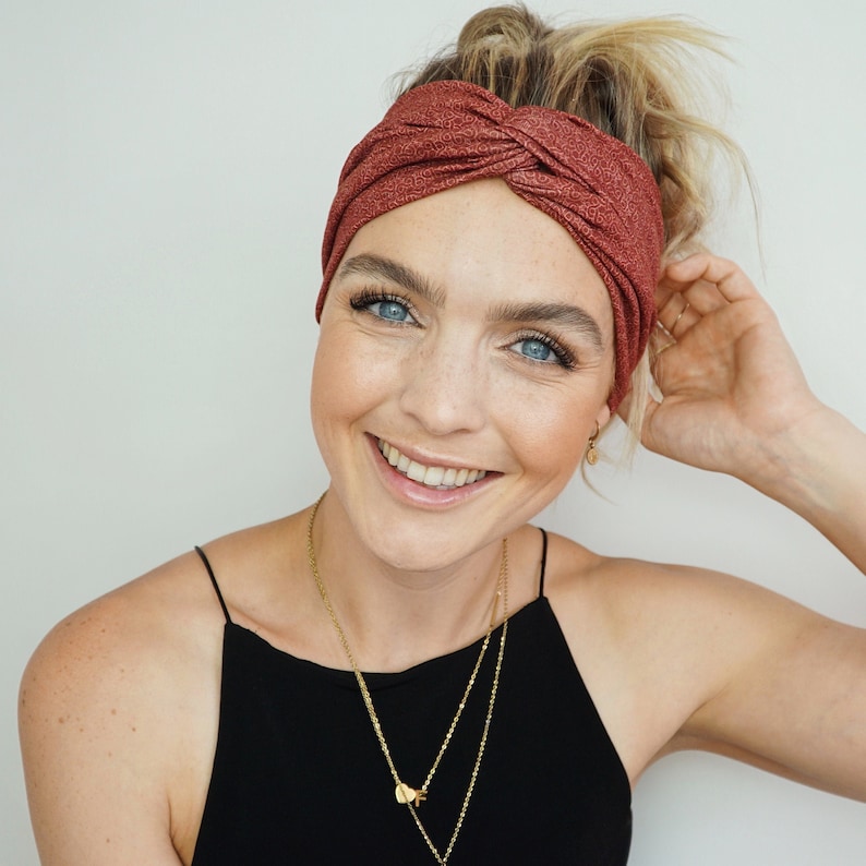 Haarband mit feinem Muster Stirnband Yoga Haarband Boho Haarband Stirnband Turban weinrotes Bandana umfasst Stirnband für Sie Bild 1