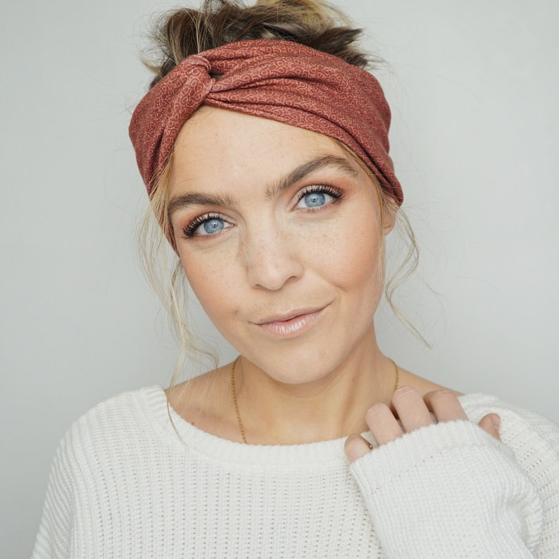 Haarband mit feinem Muster Stirnband Yoga Haarband Boho Haarband Stirnband Turban weinrotes Bandana umfasst Stirnband für Sie Bild 2