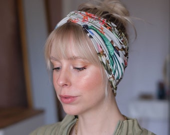 Haarband mit Pflanzenmuster, Headband, Breites Haarband, Hairband, Bandana, Stirnband, Boho Haarband, Boho, Musterhaarband, Haarband