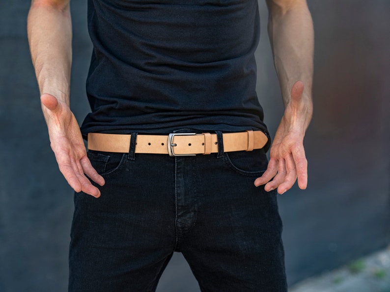 Raw Natural Leather Belt Men 1.4 in 3,5 cm Wedding Belt Choice of Belt Buckles For Men Handmade Personalized Gift Belt