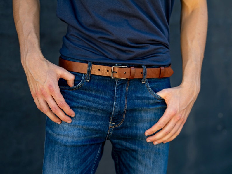 Belt Buckles For Men Wedding Belt 3 cm 1.2 in Handmade Personalized Gift Belt Distressed Cognac Brown Leather Belt Men