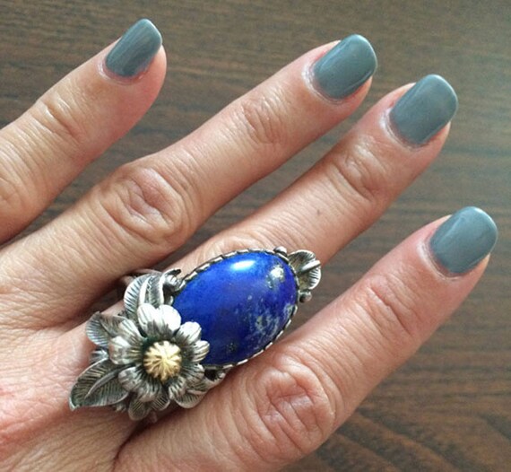 Stunning Navajo Lapis Sterling Silver Ring Native American Stunning Navajo Lapis Sterling Silver Ring Native American