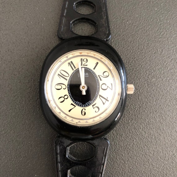 Vintage Leda Superior Swiss Made Wind Watch Black and White Mod Pop Wristwatch c. 1960s Manual Wind Watch Etsy