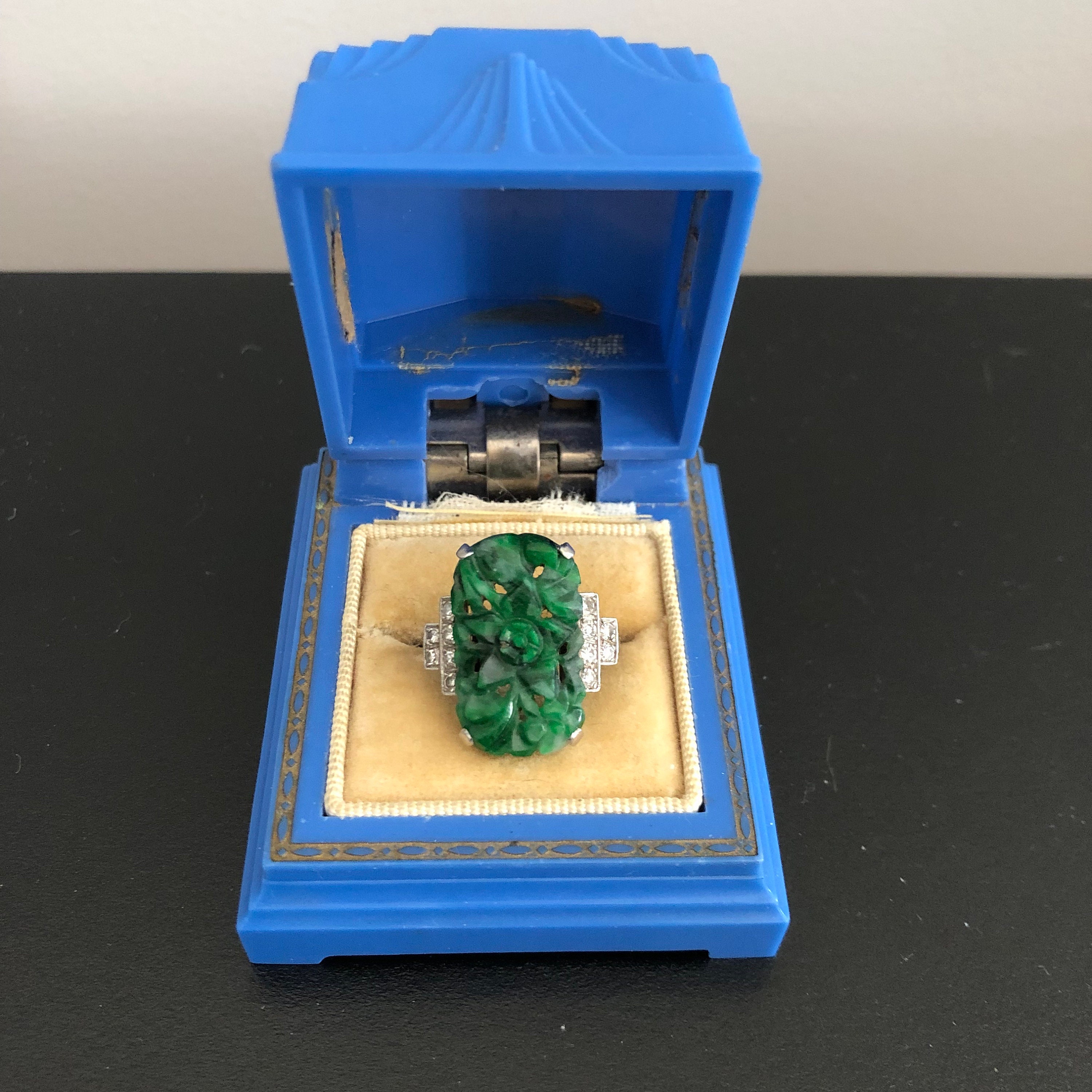 Art Deco Celluloid Ring Box Blue/vintage Ring Box/jewelry Etsy