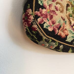 Scarce Enamel Frame Scenic Art Deco Petit Point Purse//Vintage Scenic Purse//Antique Needlepoint Bag//Flower Frame//Art Deco Purse image 9