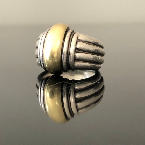 Designer Signed 18k Gold, Sterling Silver Ring/Vin