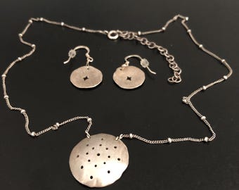 Vintage Judith Haas Handmade Silver Necklace and Earrings/Post-Modernist Jewelry, Dutch Designer