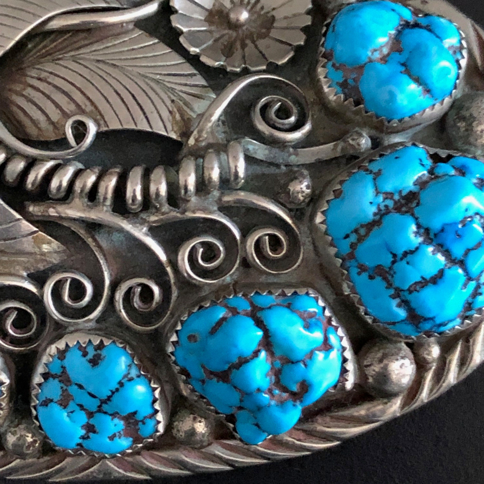 INCREDIBLE Vintage Native American Nugget Turquoise Belt  display picture 2
