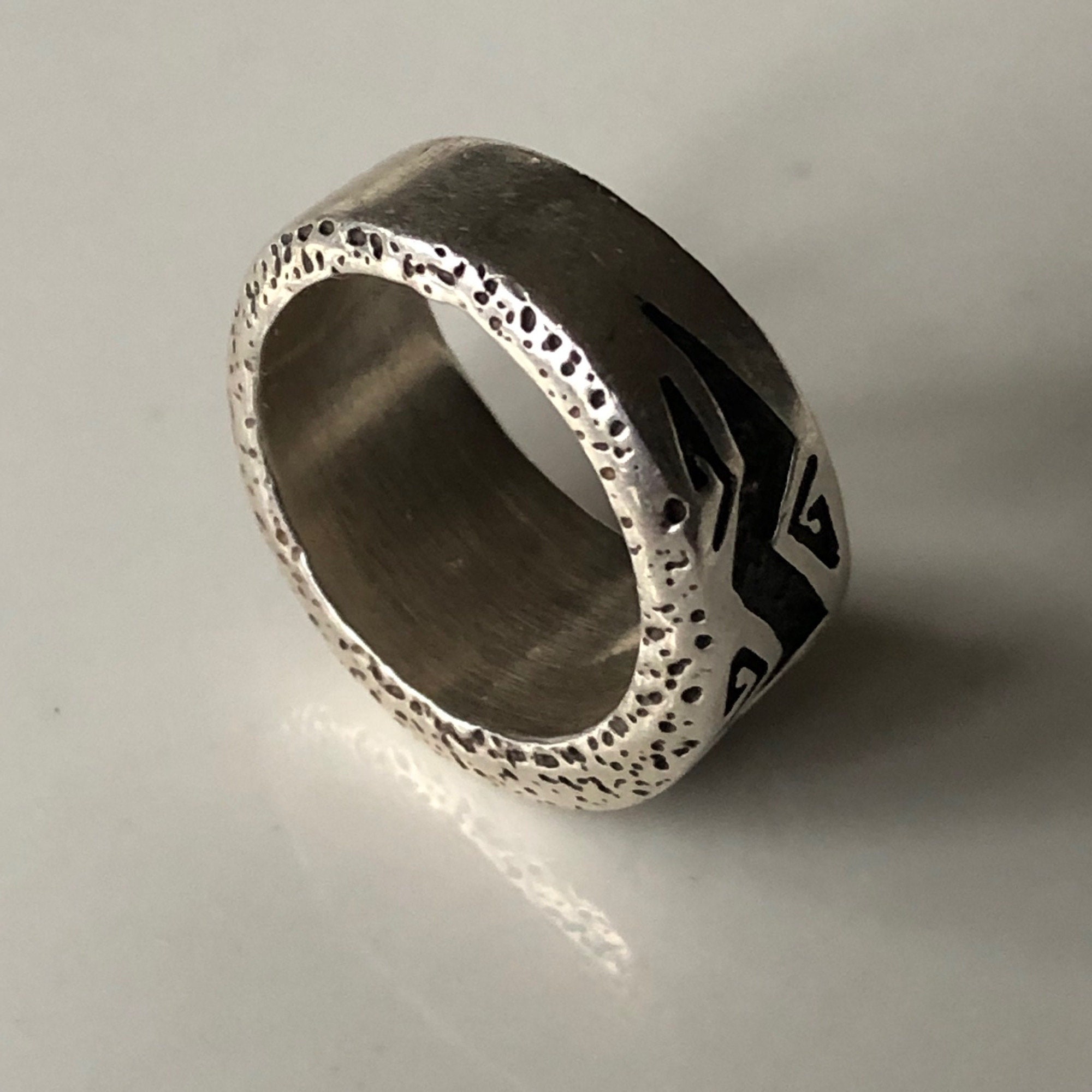 Vintage Zuni Silver Band Ring, Water Wave Symbol//old Pawn Native