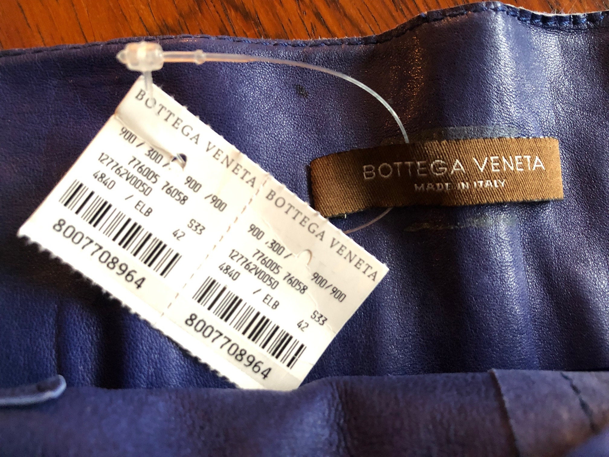 Bottega Veneta Blue Leather Mini Skirt, Original Tags