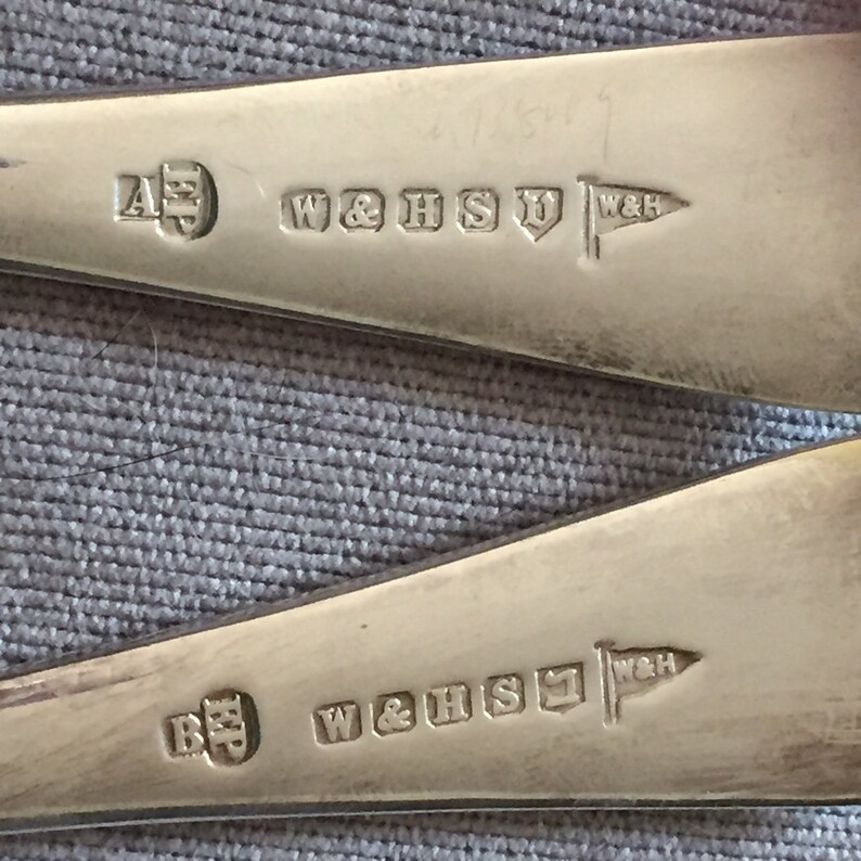 Sheffield Hand Etched Berry SpoonsVictorian Gilded Berry SpoonsChased Serving Spoons 1905Antique Serving Spoons Walker /& Hall c