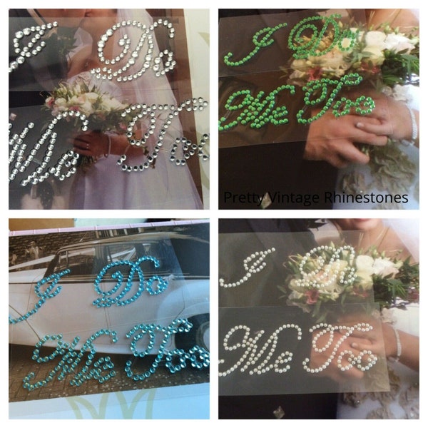 I Do + Me Too Set Wedding Shoe Sticker Rhinestone Applique Colour choice 75x30mm