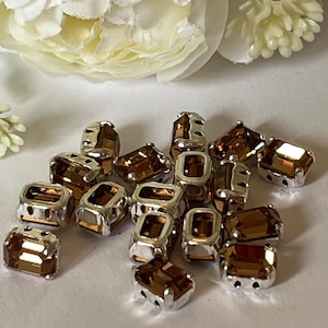 Swarovski #4600 Sew On Vintage Octagon foiled Rhinestone Silver Plated 8x6mm Bargain pack of 12