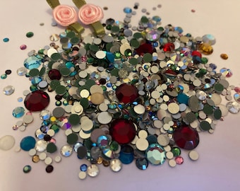 300 Preciosa Flatback Rhinestones SF CRAFT NAILS Bargain pack Mixed size colour